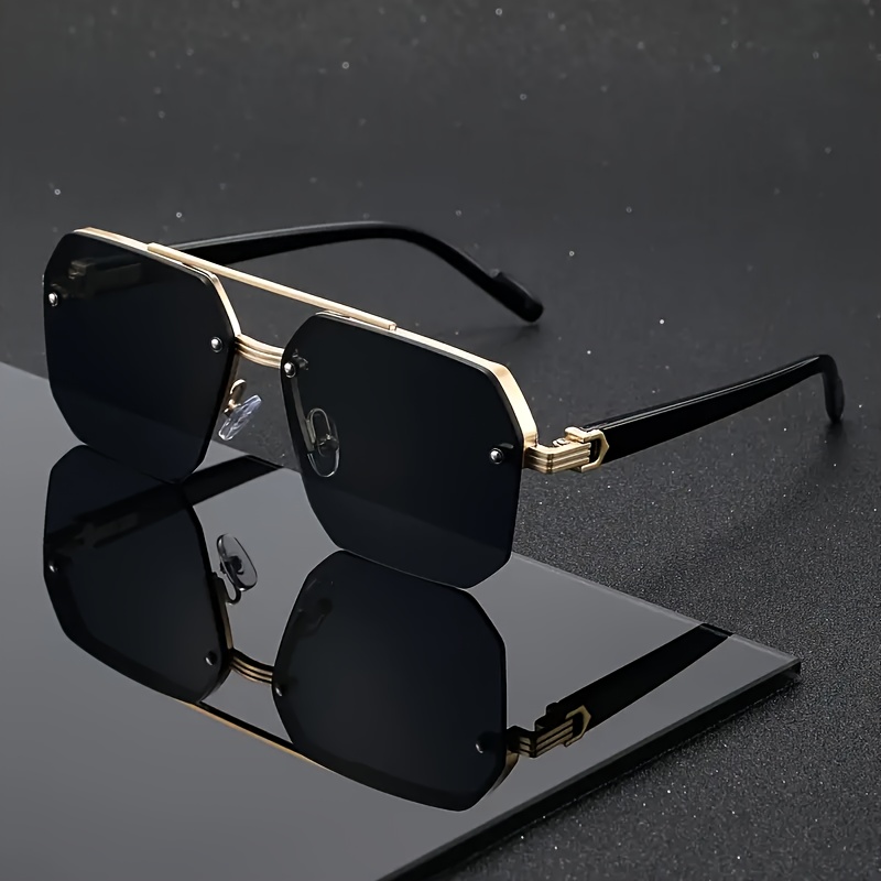 Metal Photo Panel - Trendy Double-Bridge Men's Square Frame Fashion
