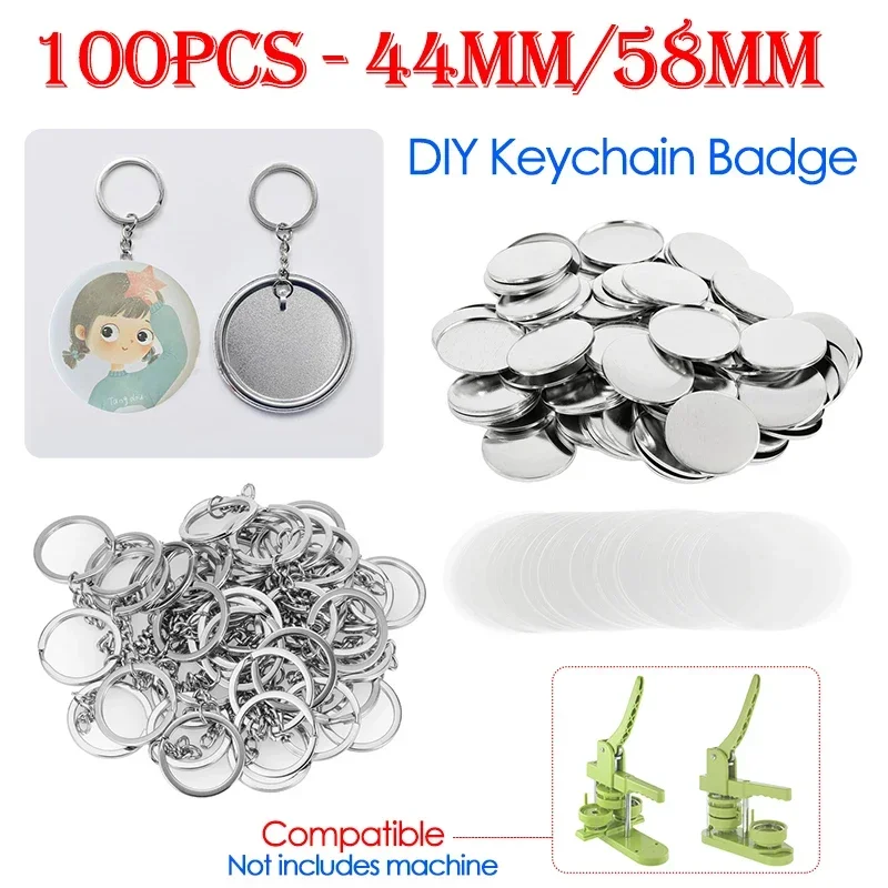 100PCS 44mm 58mm Keychains Bad - Button Badge Blank avaliação e preço
