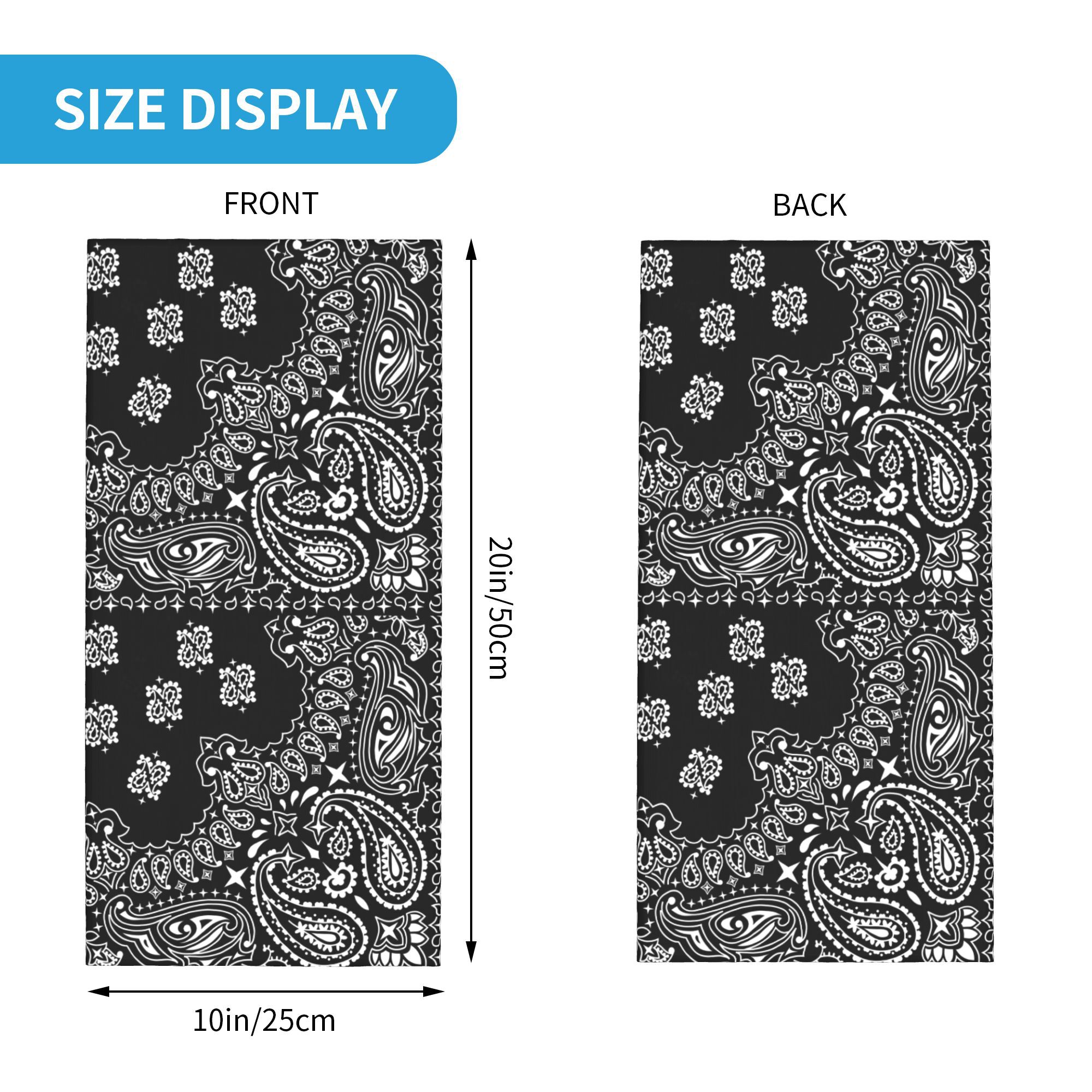 Custom Black And White Paisley - Bandana Blank White avaliação e preço
