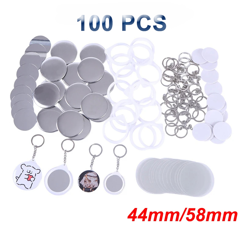 New 100PCS Key Ring Mirror Bla - Button Badge Blank avaliação e preço