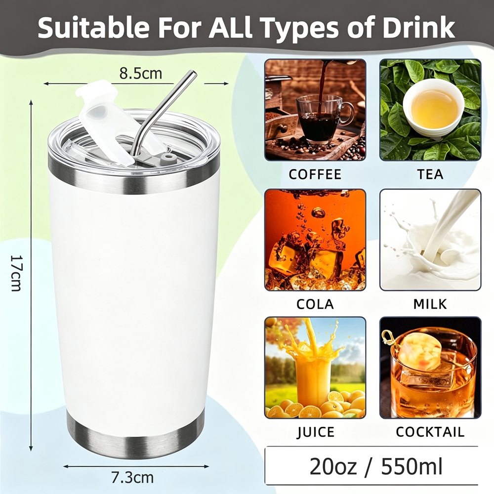 20oz Tumbler Mug with Lid and  - Tumbler 20Oz White avaliação e preço